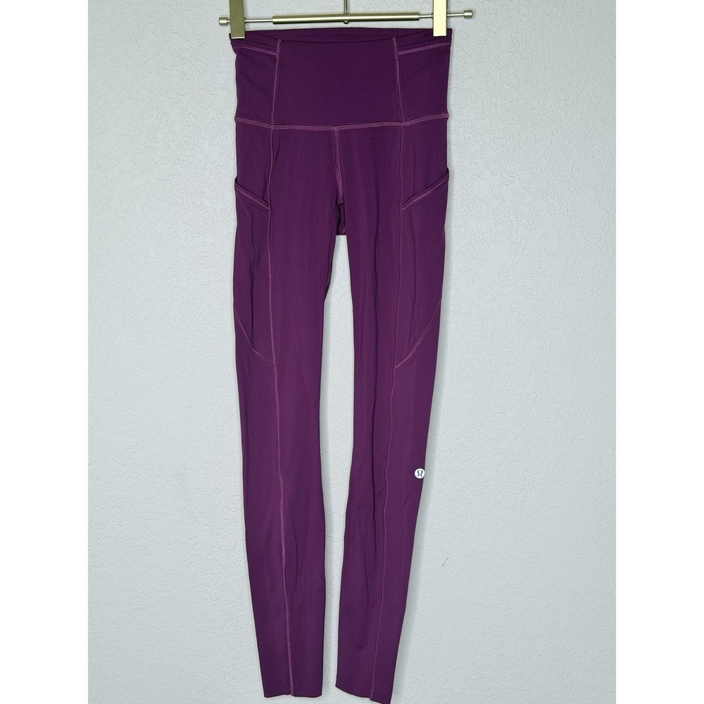 Lululemon Fast and Free High Rise Leggings‎ Size 0 Pink 28" LW5CFSS Nulux Yoga